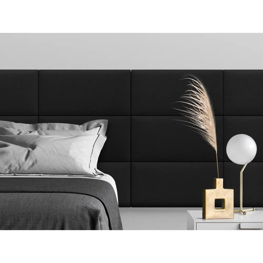 Фото 2 Комплект мягких панелей Tartilla прямоугольник эко кожа цвет черный 600х300х29мм 4шт Фото 2 Комплект мягких панелей Tartilla прямоугольник эко кожа цвет черный 600х300х29мм 4шт