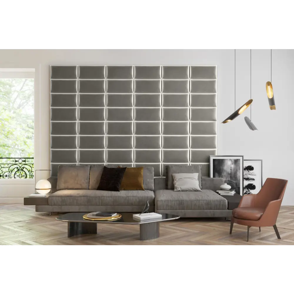 Фото Комплект мягких панелей Tartilla прямоугольник эко кожа цвет серебристый 600х300х29мм 4шт Фото Комплект мягких панелей Tartilla прямоугольник эко кожа цвет серебристый 600х300х29мм 4шт