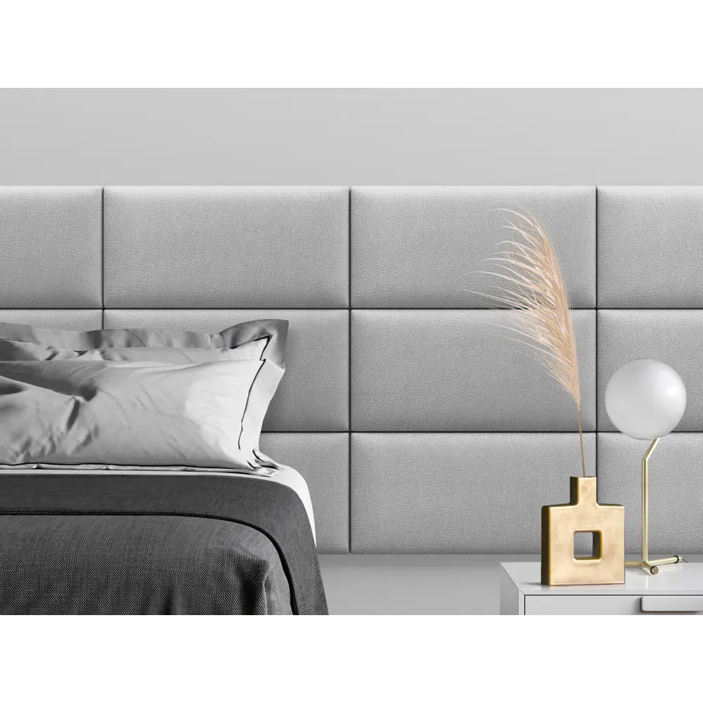 Фото 2 Комплект мягких панелей Tartilla прямоугольник эко кожа цвет серебристый 600х300х29мм 4шт Фото 2 Комплект мягких панелей Tartilla прямоугольник эко кожа цвет серебристый 600х300х29мм 4шт