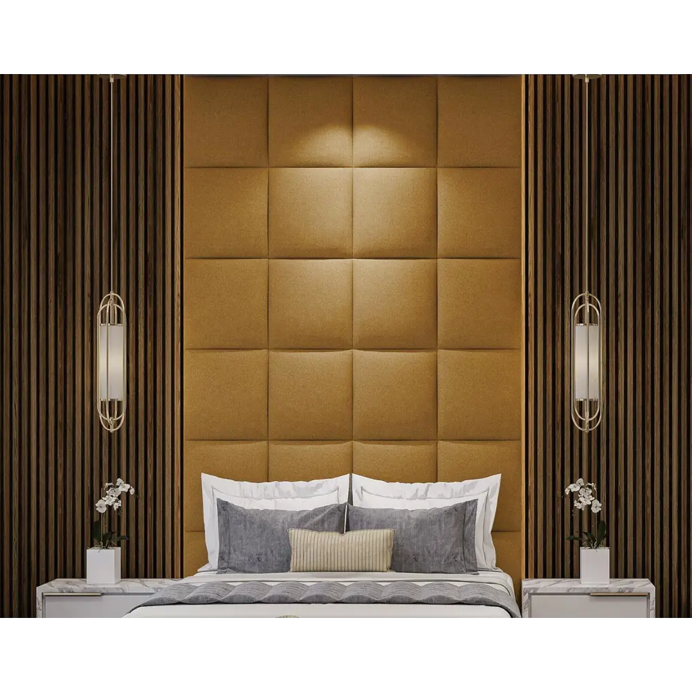 Фото 2 Комплект мягких панелей Tartilla квадрат эко кожа цвет золотой 500х500х29мм 2шт Фото 2 Комплект мягких панелей Tartilla квадрат эко кожа цвет золотой 500х500х29мм 2шт