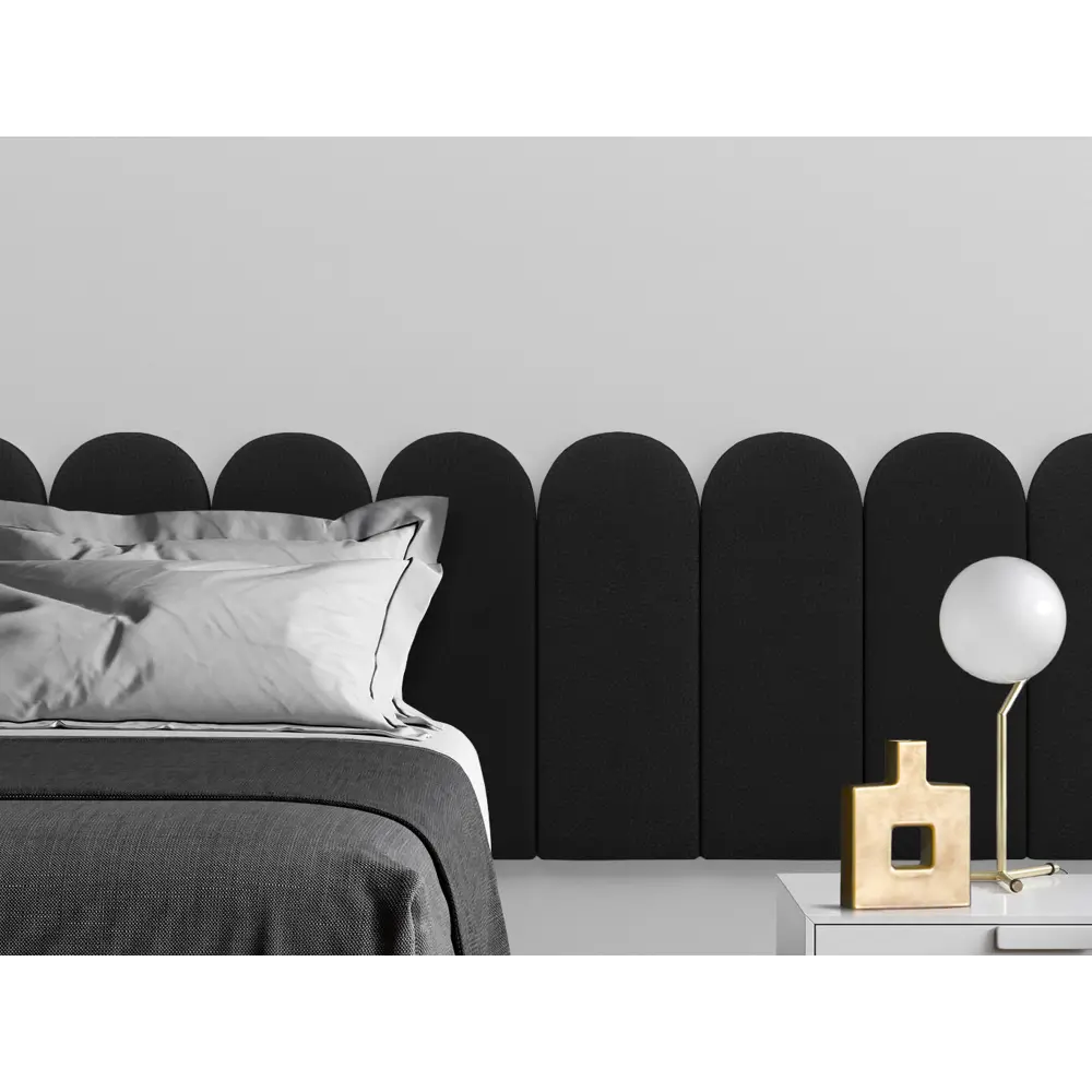 Фото Комплект мягких панелей Tartilla арка эко кожа цвет черный 600х300х35мм 2шт Фото Комплект мягких панелей Tartilla арка эко кожа цвет черный 600х300х35мм 2шт