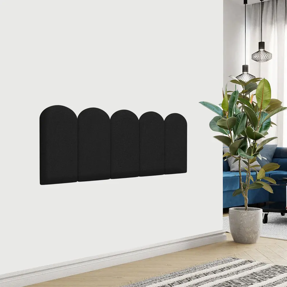 Фото 2 Комплект мягких панелей Tartilla арка эко кожа цвет черный 600х300х35мм 2шт Фото 2 Комплект мягких панелей Tartilla арка эко кожа цвет черный 600х300х35мм 2шт