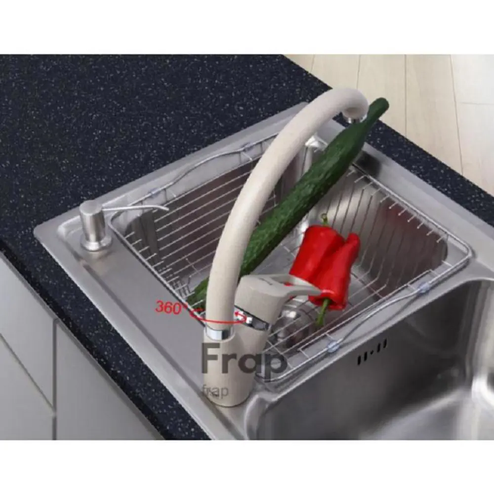 Фото 2 Смеситель для кухни с поворотным изливом 24.30 см Frap F01031 латунь цвет светло-бежевый