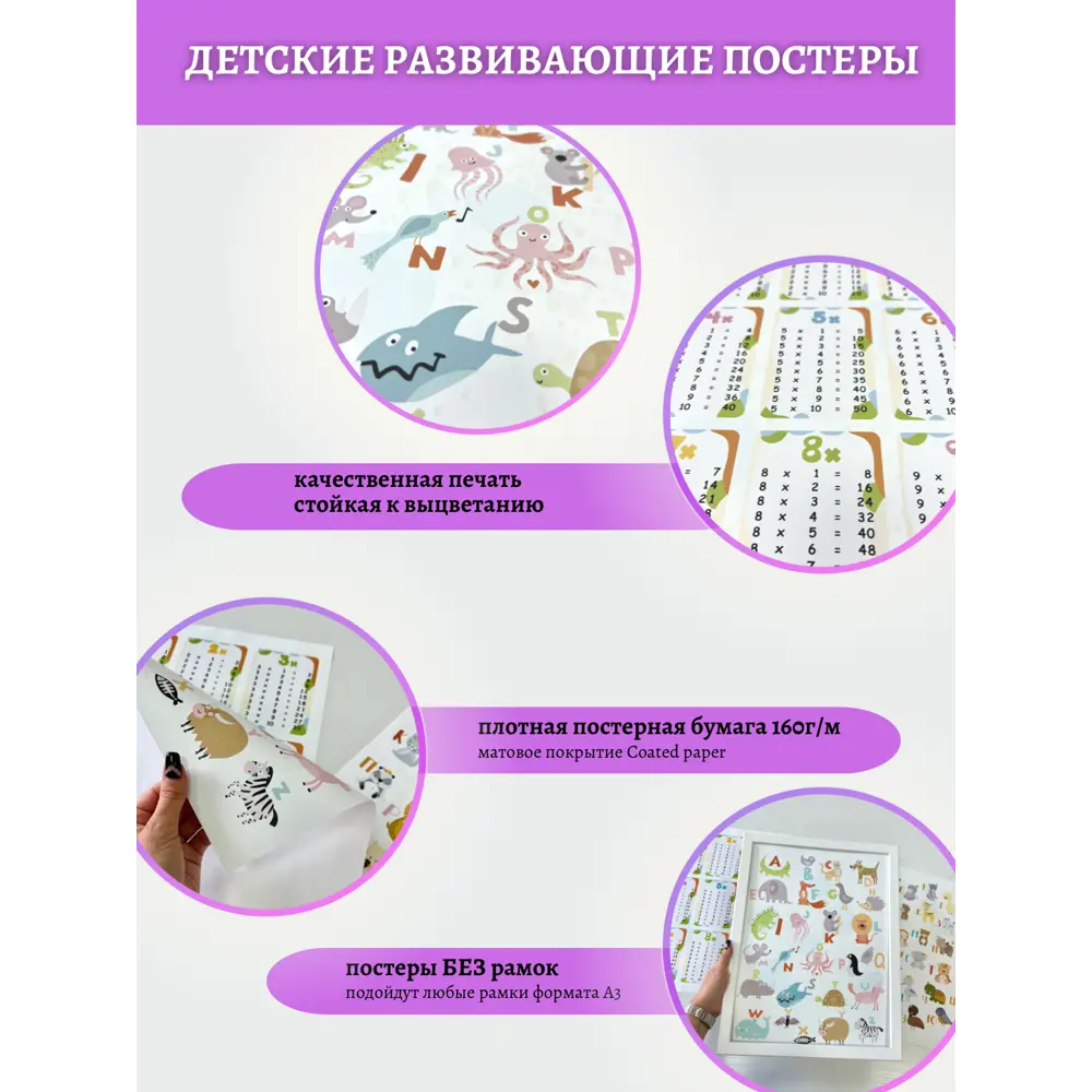 Фото 6 Постер Lisadecor-shop "Алфавит русский/английский алфавит/таблица умножения" 40x30 см без рамы для интерьера Фото 6 Постер Lisadecor-shop "Алфавит русский/английский алфавит/таблица умножения" 40x30 см без рамы для интерьера