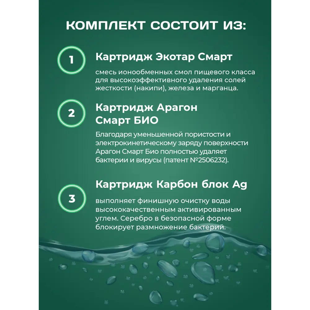 Фото 2 Комплект картриджей для фильтров Гейзер Смарт Био 521 для жесткой воды Фото 2 Комплект картриджей для фильтров Гейзер Смарт Био 521 для жесткой воды