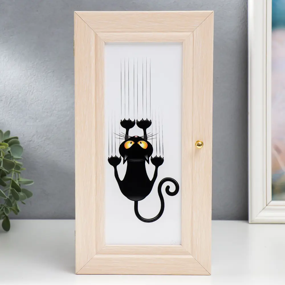 Фото Ключница Simaland "Кот" молочный дуб 16x31 см Фото Ключница Simaland "Кот" молочный дуб 16x31 см