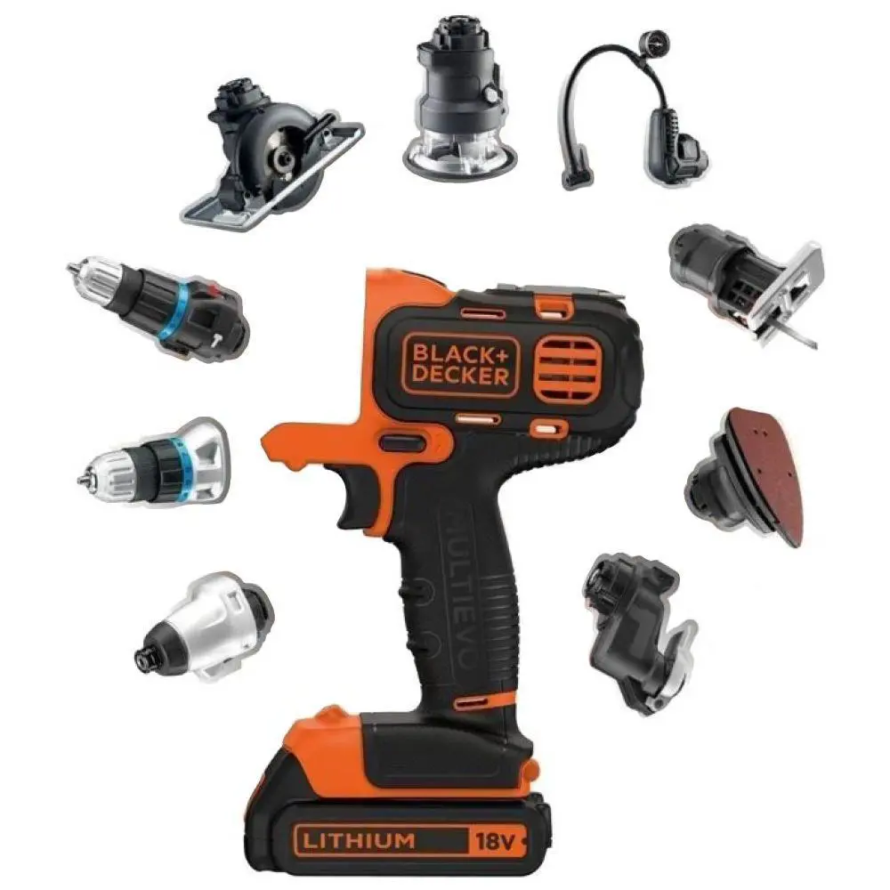 Фото 2 Многофункциональный аккумуляторный инструмент Black&Decker Multievo MT218, 18 В Li-Ion 2x1.5Ач Фото 2 Многофункциональный аккумуляторный инструмент Black&Decker Multievo MT218, 18 В Li-Ion 2x1.5Ач