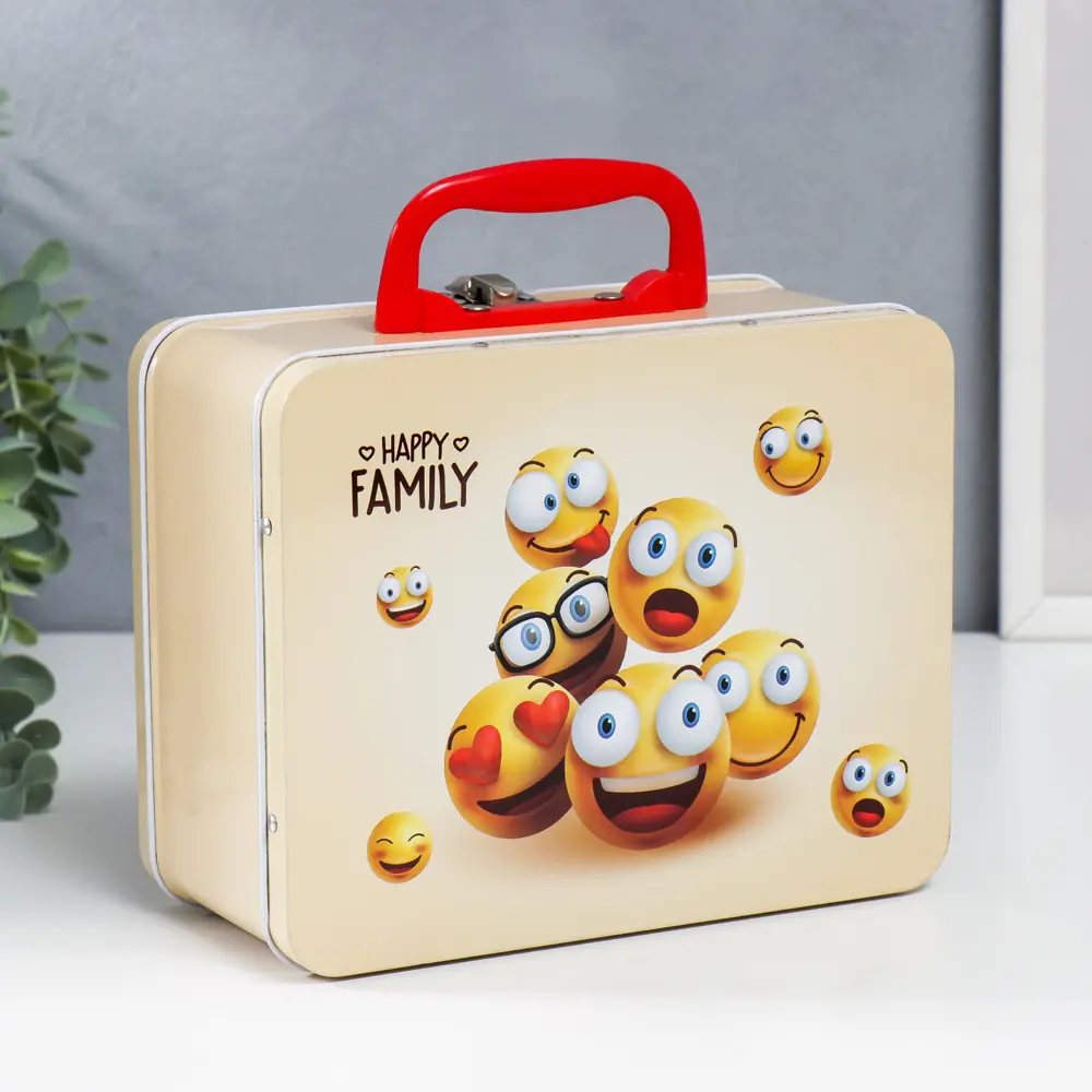Фото Копилка чемодан "Счастливые смайлы" 9.5x15.5x19.5 см