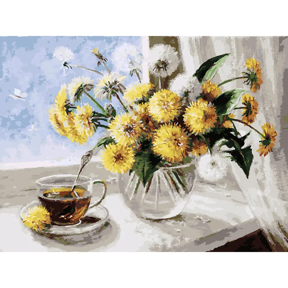 Фото Картина по номерам Белоснежка холст на подрамнике 30x40 см Одуванчики