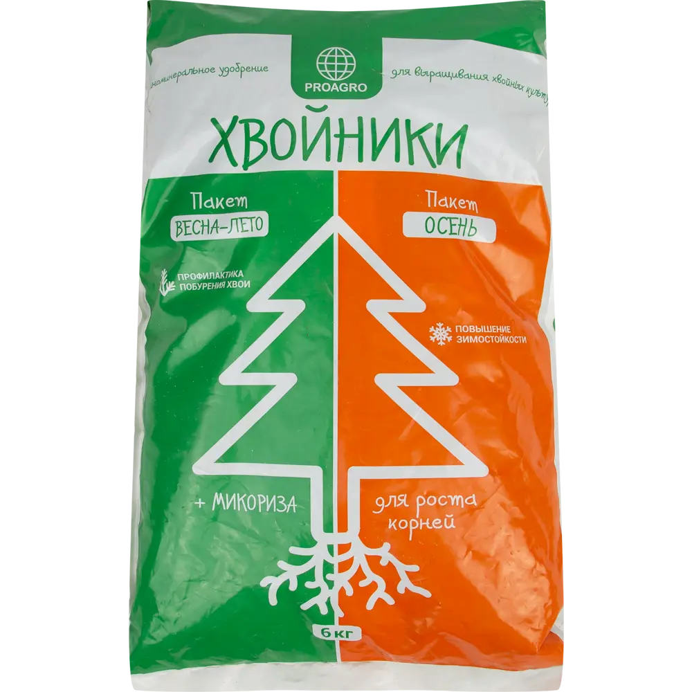 Фото Удобрение ProAgro Хвойное ОМУ 2в1 Весна Осень Микориза 6кг Фото Удобрение ProAgro Хвойное ОМУ 2в1 Весна Осень Микориза 6кг