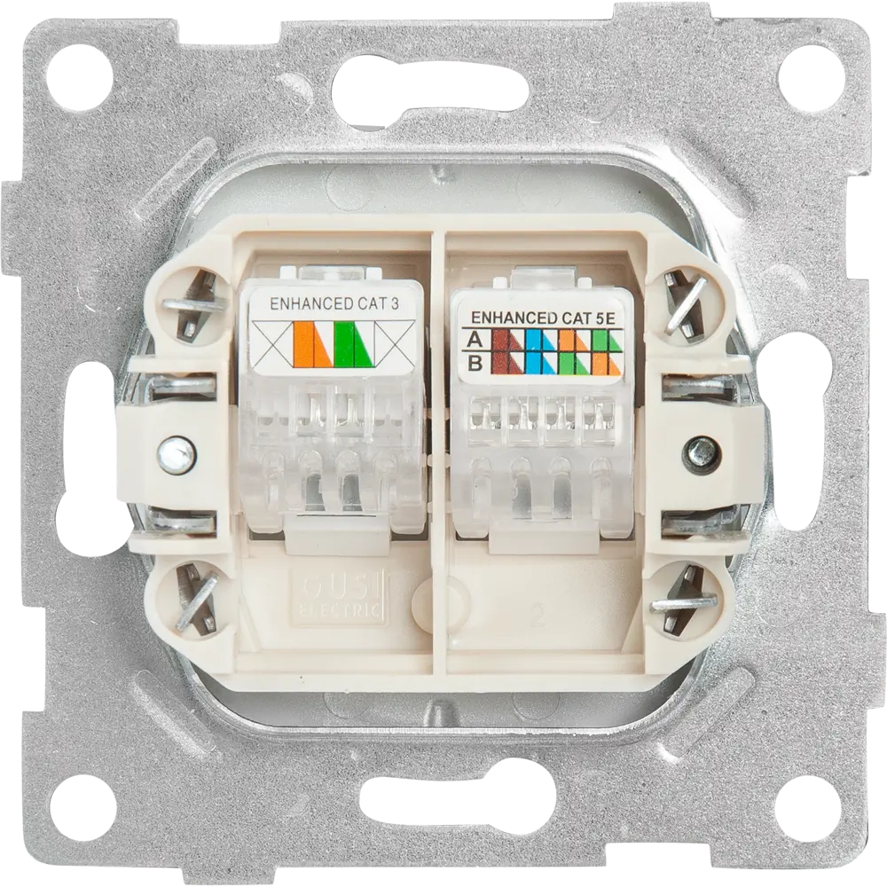 Фото 3 Розетка компьютерная встраиваемая Gusi Electric без заземления RJ45/RJ12 цвет серебро Фото 3 Розетка компьютерная встраиваемая Gusi Electric без заземления RJ45/RJ12 цвет серебро