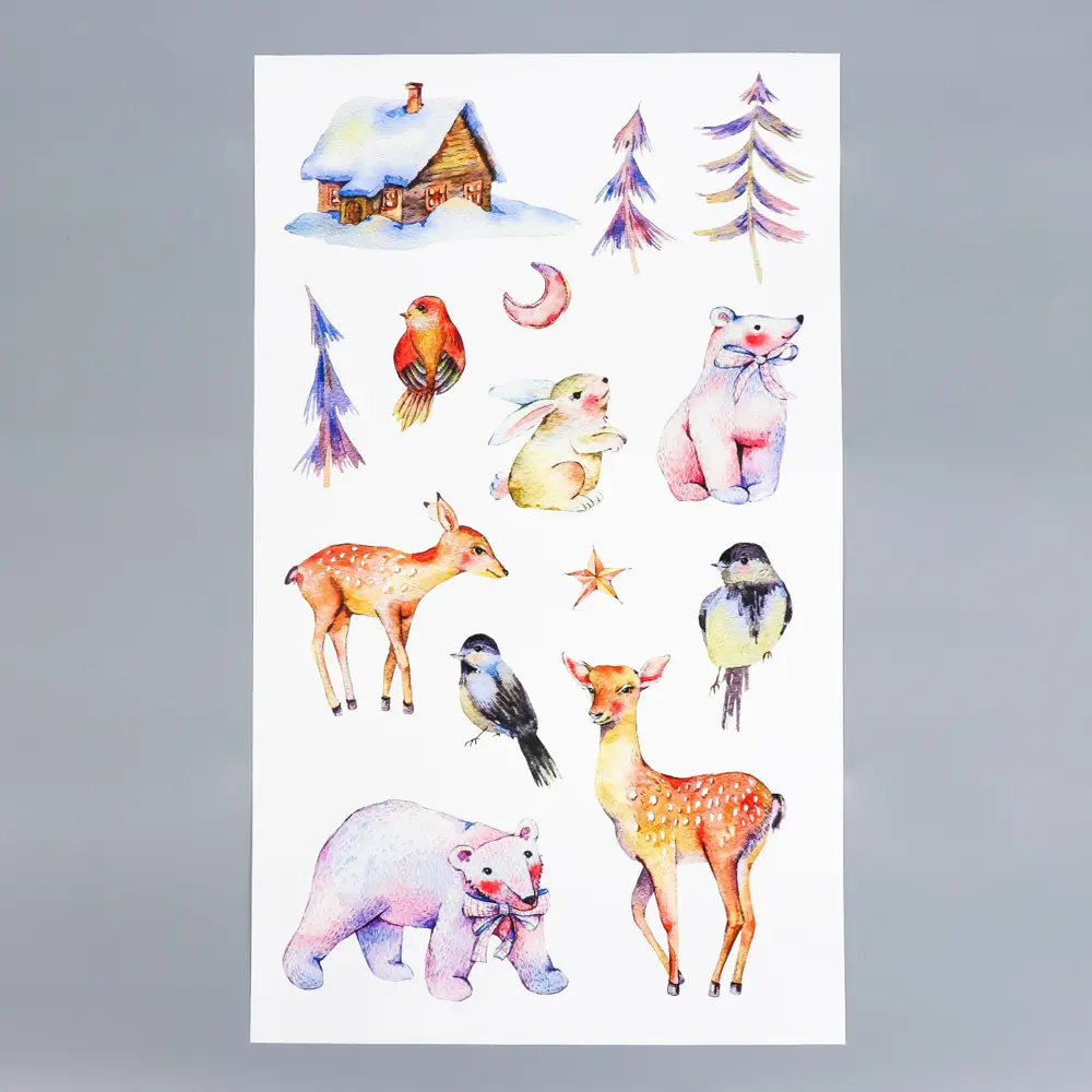 Фото Декоративная наклейка Divino Sticky "Зима в лесу" белый фон 30x50 см