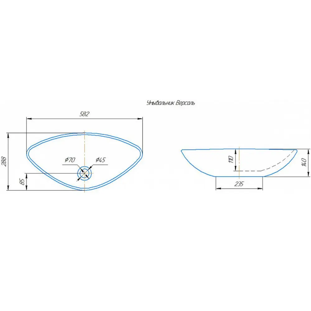 Фото 3 Раковина накладная Kirovit Версаль 58.2см цвет белый Фото 3 Раковина накладная Kirovit Версаль 58.2см цвет белый