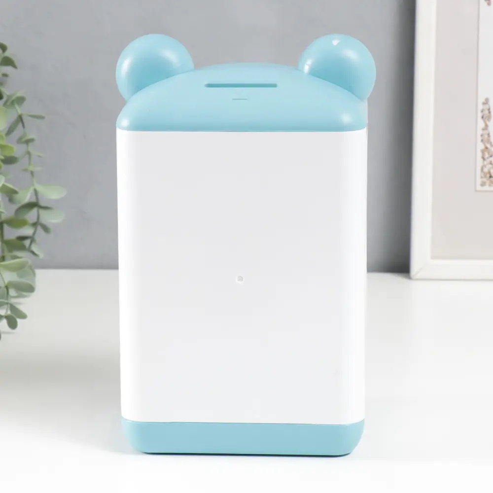 Фото 3 Копилка "Зайчик в комбинезоне и кепке" кодовый замок, со звуком, 3 батарейки АА, 13.5x10x22.5 см