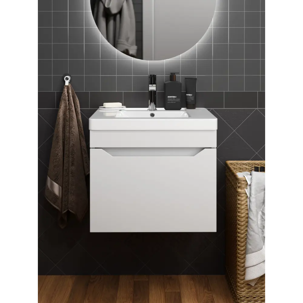 Фото 6 Тумба под раковину подвесная Рондо 80 см МДФ эмаль цвет белый Фото 6 Тумба под раковину подвесная Рондо 80 см МДФ эмаль цвет белый