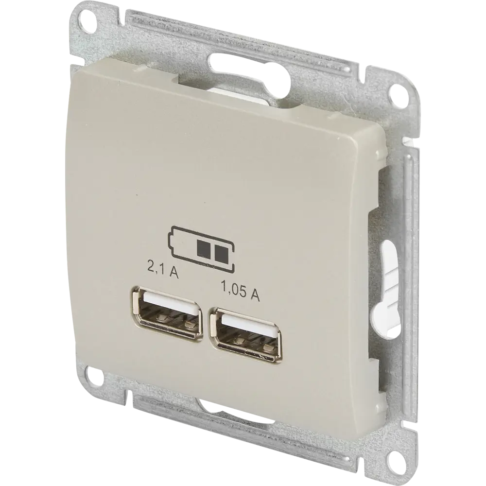 Фото 2 Розетка встраиваемая Systeme Electric Glossa A+A цвет платина Фото 2 Розетка встраиваемая Systeme Electric Glossa A+A цвет платина