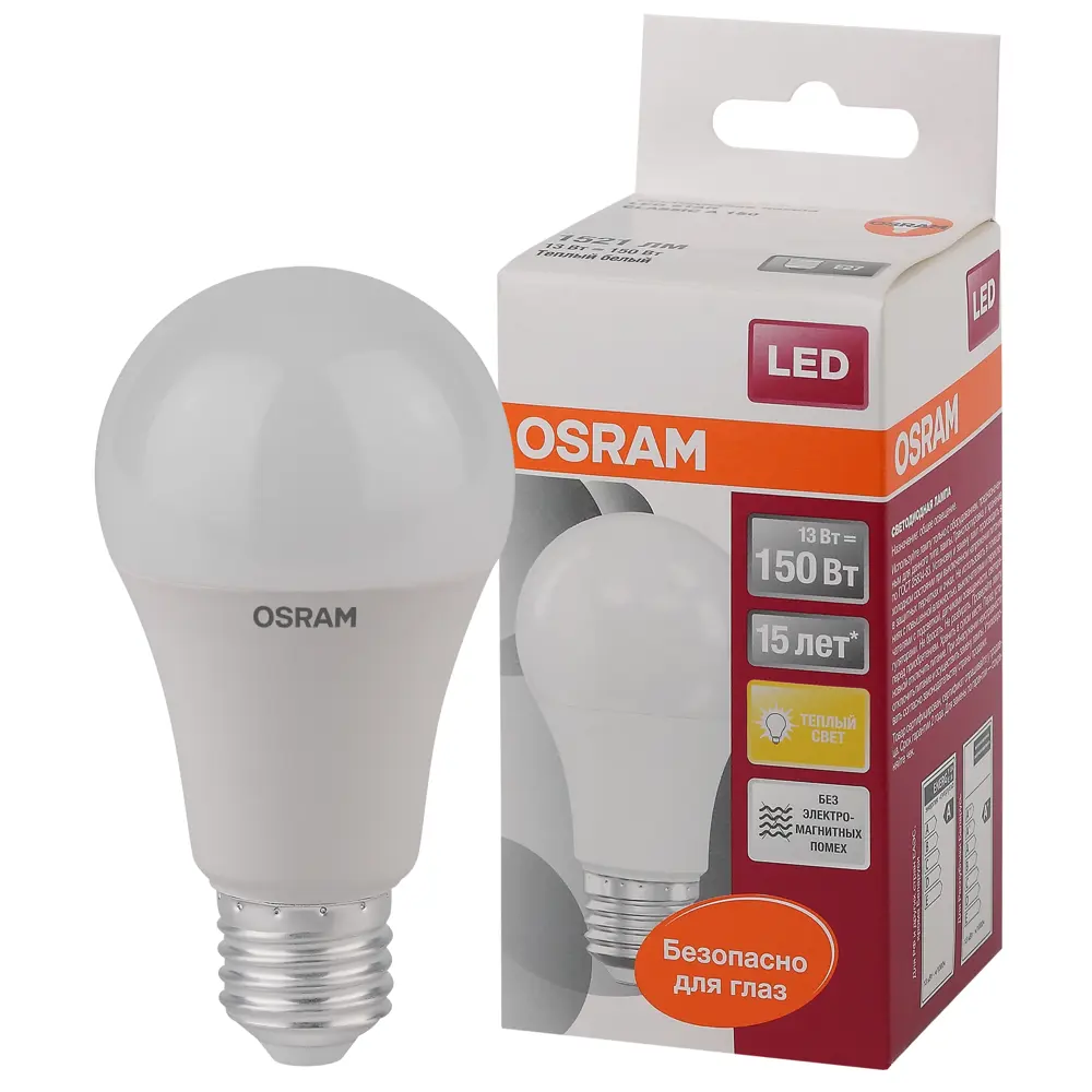 Фото Набор ламп Osram 4058075056992 светодиодных Star E27 220-240 В 13 Вт груша матовая 1521 Лм теплый белый свет 10 шт Фото Набор ламп Osram 4058075056992 светодиодных Star E27 220-240 В 13 Вт груша матовая 1521 Лм теплый белый свет 10 шт