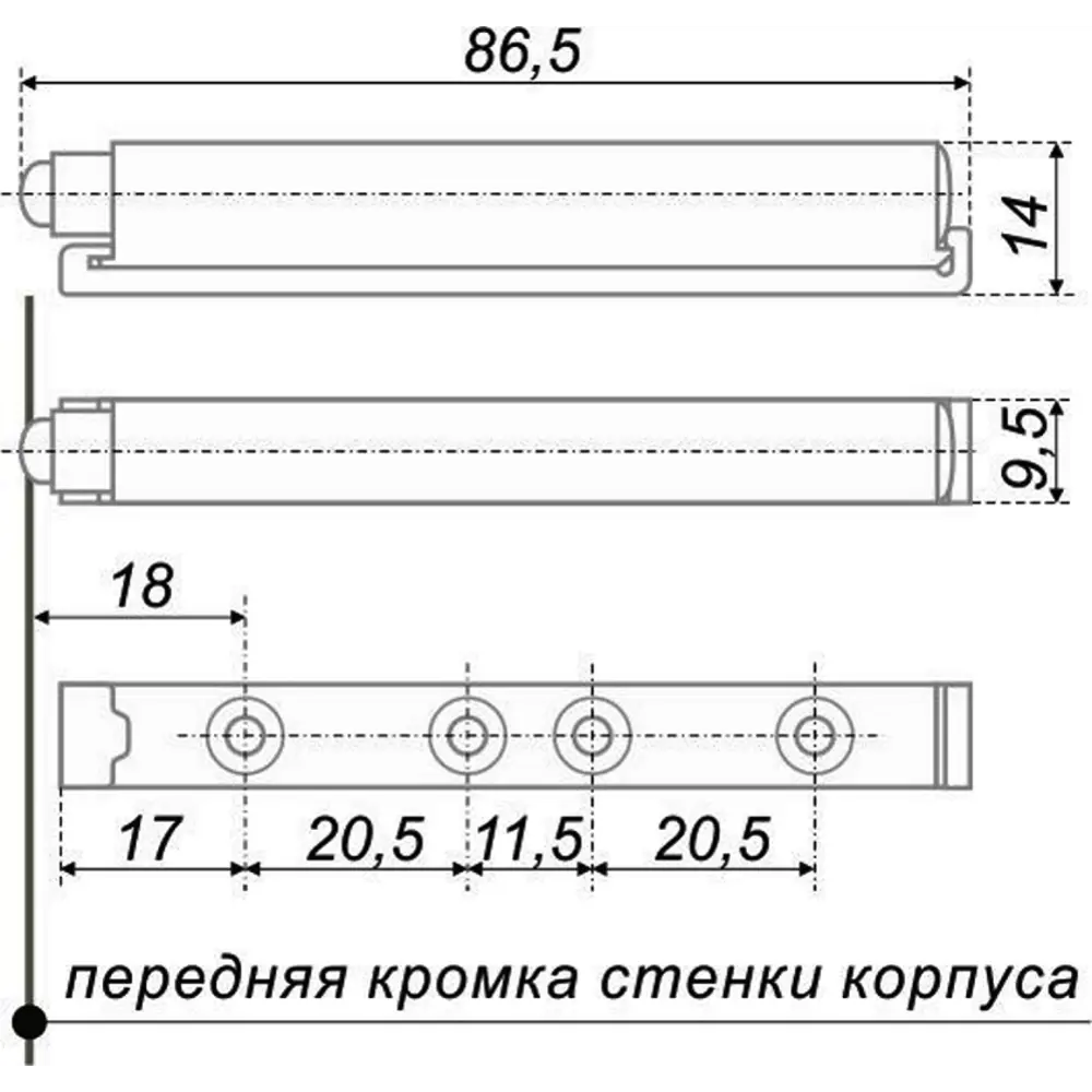 Фото 3 Упор-защелка Brante 107096 с толкателем GR Фото 3 Упор-защелка Brante 107096 с толкателем GR
