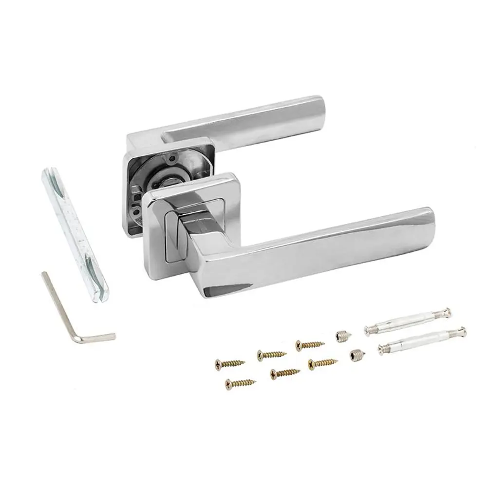 Фото 2 Ручки дверные на розетке Аллюр КОЛОМБО 13710, 125 мм, цвет хром Фото 2 Ручки дверные на розетке Аллюр КОЛОМБО 13710, 125 мм, цвет хром