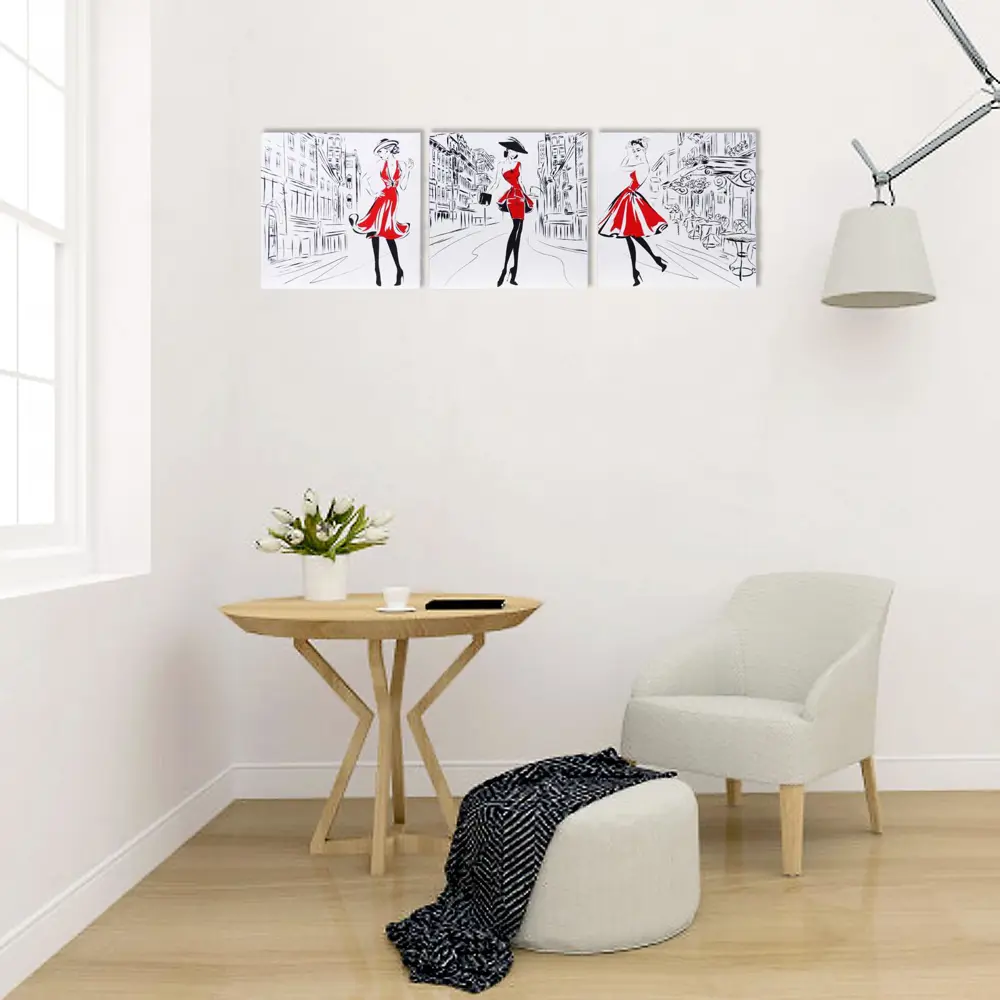Фото 4 Модульная картина "Модница" 111x37 см (3 - 37x37см) Фото 4 Модульная картина "Модница" 111x37 см (3 - 37x37см)