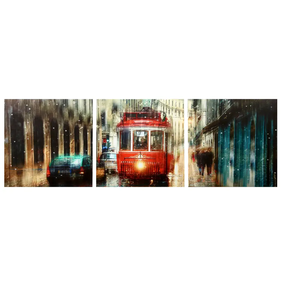 Фото Модульная картина "Дождливый трамвай" (3-35x35) 35x105 см Фото Модульная картина "Дождливый трамвай" (3-35x35) 35x105 см