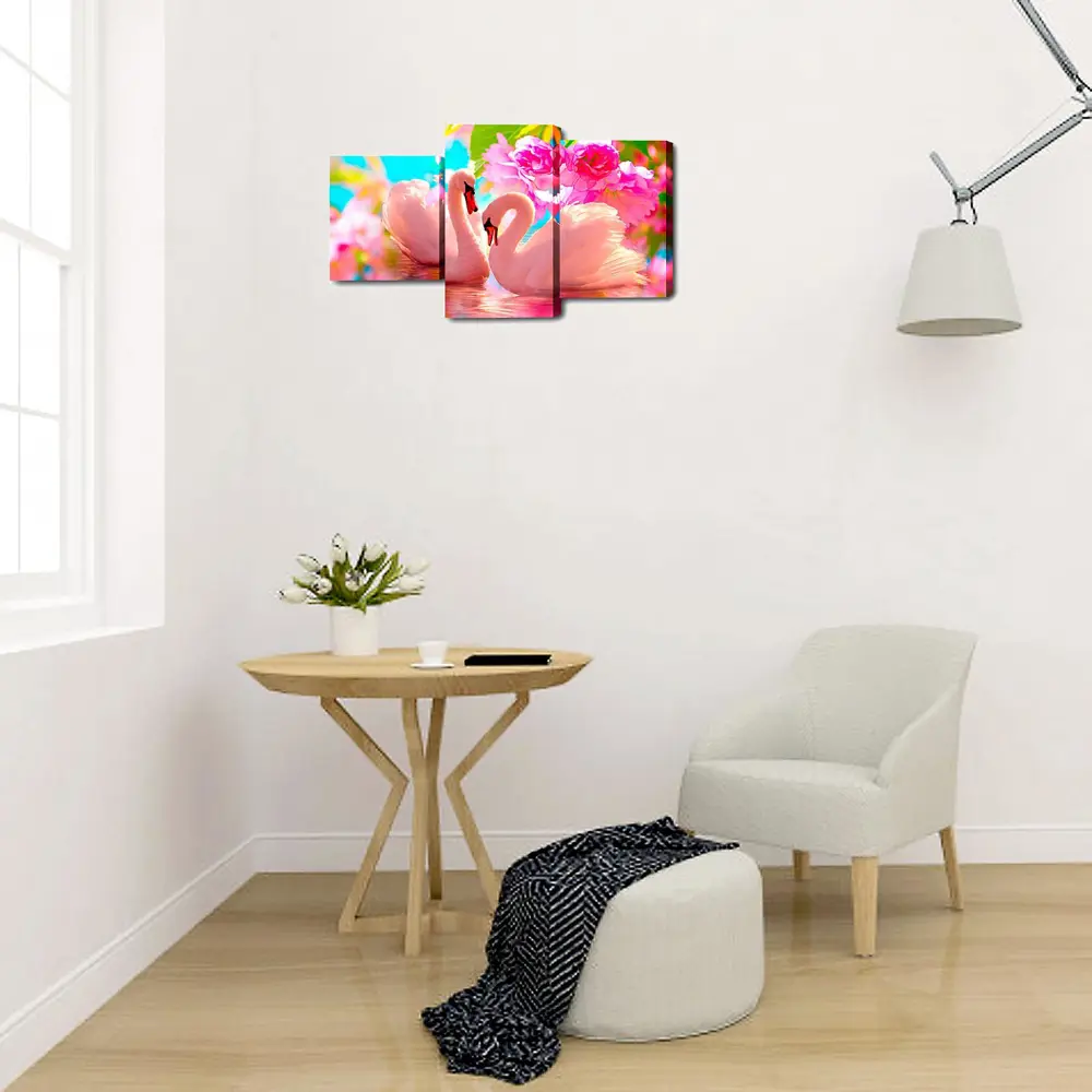 Фото 3 Картина модульная на подрамнике "Пара лебедей. розовые цветы" 26x50; 26x40; 26x32. 50x80см Фото 3 Картина модульная на подрамнике "Пара лебедей. розовые цветы" 26x50; 26x40; 26x32. 50x80см