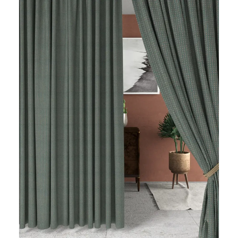 Фото Штора декоративная Green YML1728 на шторной ленте 250x200 см, цвет зеленый Фото Штора декоративная Green YML1728 на шторной ленте 250x200 см, цвет зеленый
