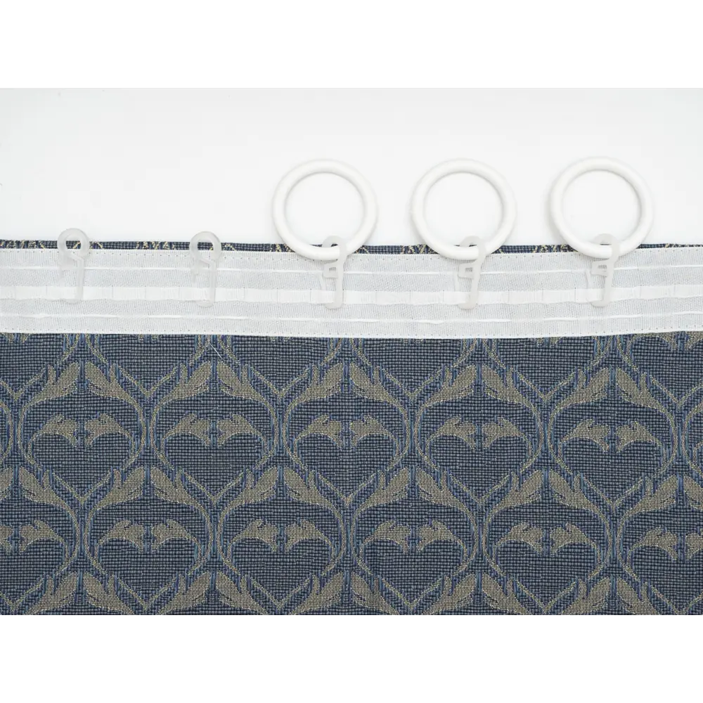 Фото 2 Штора на шторной ленте Вензеля 170x270 см цвет синий Фото 2 Штора на шторной ленте Вензеля 170x270 см цвет синий