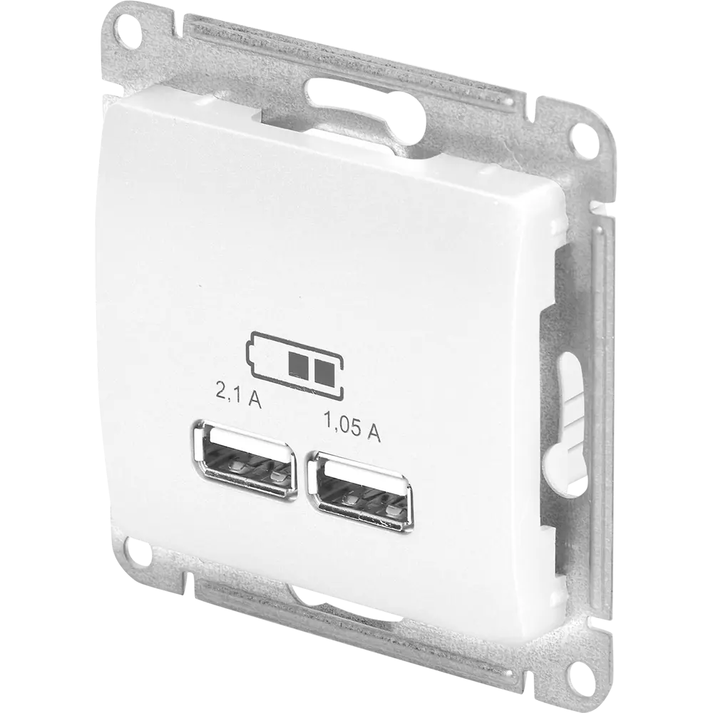 Фото 2 Розетка Systeme Electric Glossa USB встраиваемая A+A цвет молочный Фото 2 Розетка Systeme Electric Glossa USB встраиваемая A+A цвет молочный