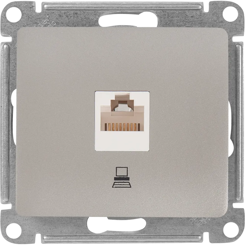 Фото Розетка компьютерная встраиваемая Systeme Electric Glossa RJ45 cat 5E цвет платина Фото Розетка компьютерная встраиваемая Systeme Electric Glossa RJ45 cat 5E цвет платина