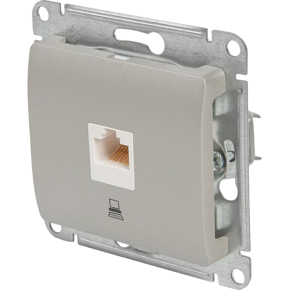 Фото 2 Розетка компьютерная встраиваемая Systeme Electric Glossa RJ45 cat 5E цвет платина Фото 2 Розетка компьютерная встраиваемая Systeme Electric Glossa RJ45 cat 5E цвет платина
