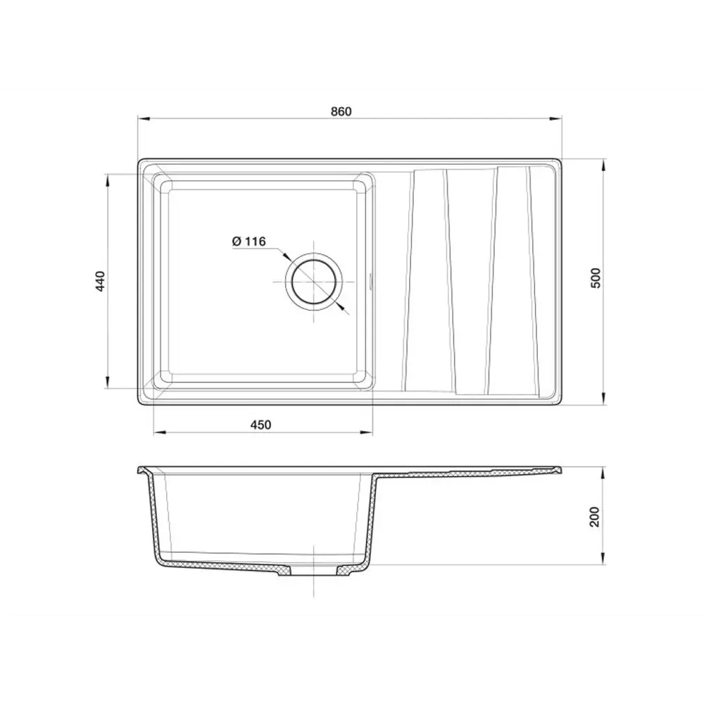 Фото 2 Мойка под столешницу Эко-м Эком 50x86x20 см искусственный камень цвет песочный Фото 2 Мойка под столешницу Эко-м Эком 50x86x20 см искусственный камень цвет песочный