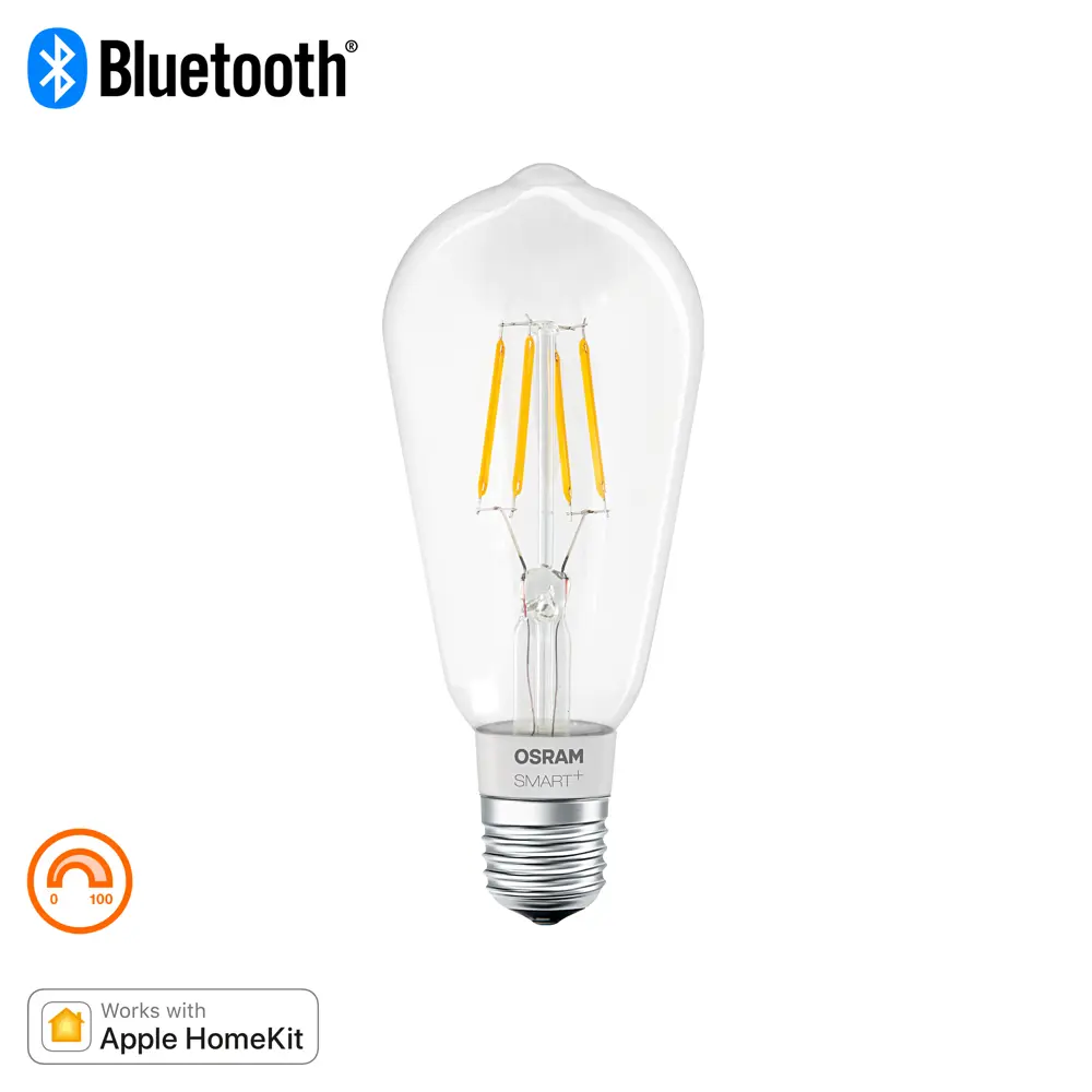 Фото 3 Лампа умная светодиодная Osram Smart Plus E27 220-240 В 5.5 Вт эдисон прозрачная 650 лм, теплый белый свет Фото 3 Лампа умная светодиодная Osram Smart Plus E27 220-240 В 5.5 Вт эдисон прозрачная 650 лм, теплый белый свет