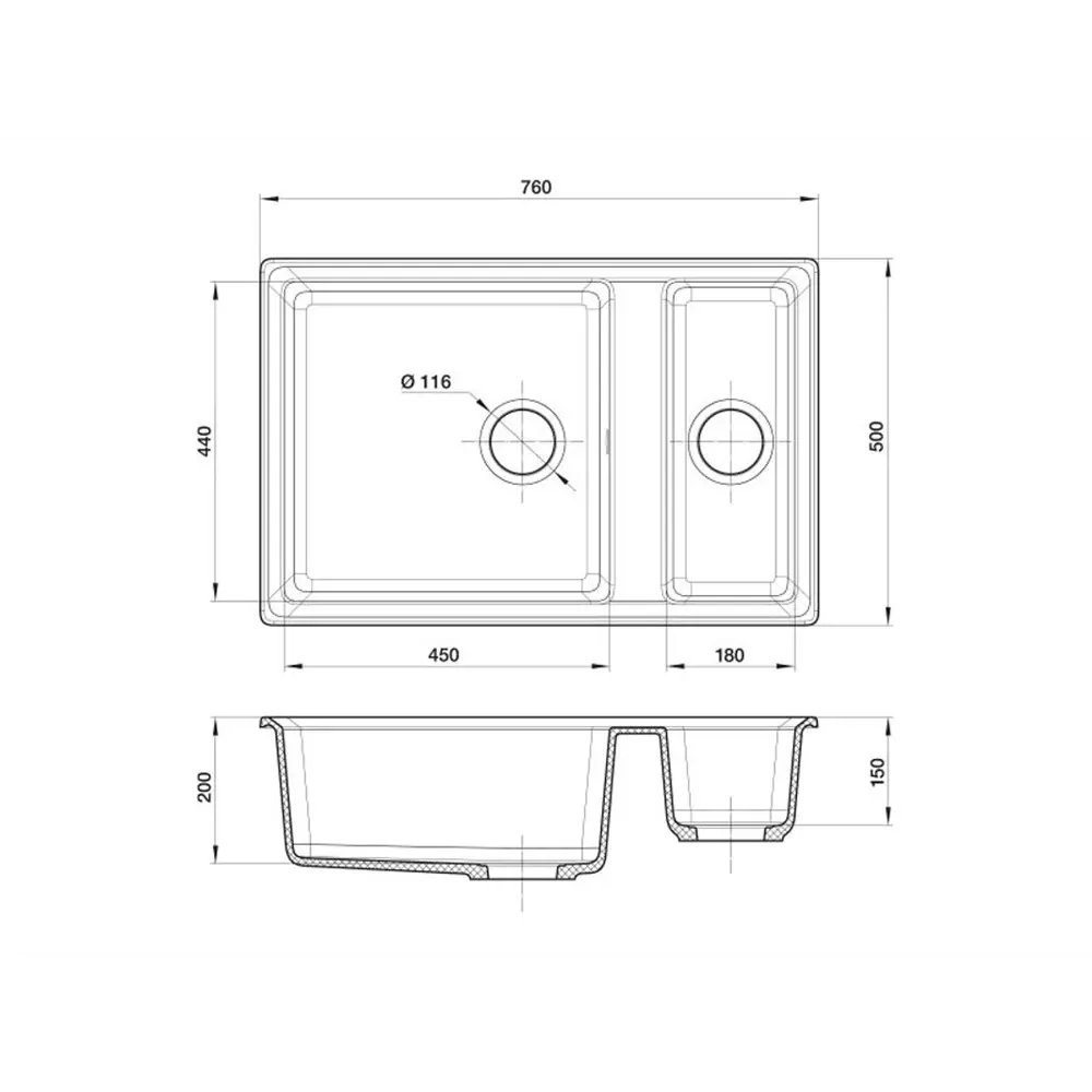 Фото 2 Мойка под столешницу Эко-м М-760К Эком 50x76x20 см искусственный камень цвет серый Фото 2 Мойка под столешницу Эко-м М-760К Эком 50x76x20 см искусственный камень цвет серый