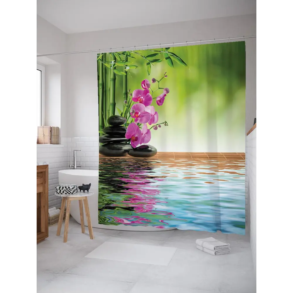 Фото Штора для ванной JoyArty Водная релаксация, 180x200 см Фото Штора для ванной JoyArty Водная релаксация, 180x200 см