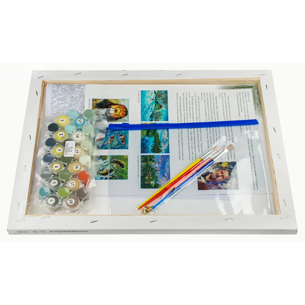 Фото 3 Картина по номерам Белоснежка холст Речка за деревней 30x40 см