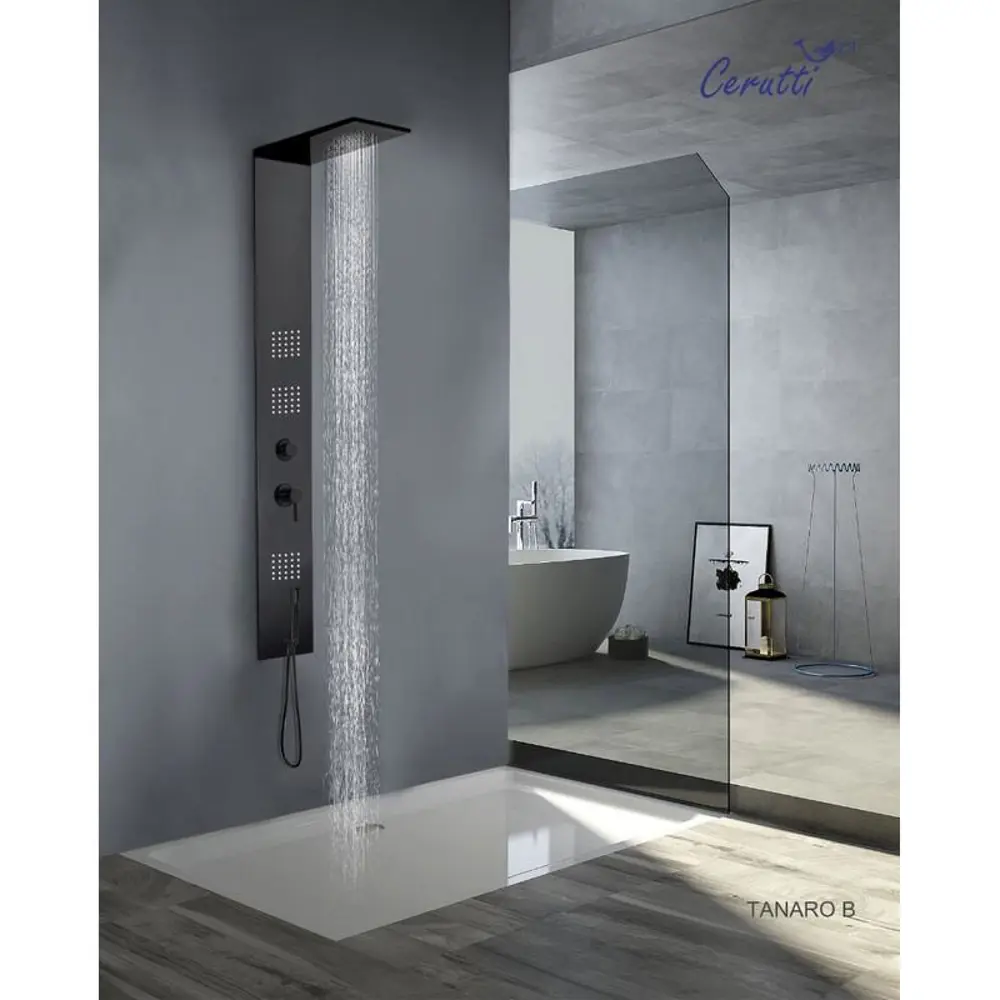 Фото 2 Душевая панель Ceruttispa Tanaro CT8991 черная с гидромассажем Фото 2 Душевая панель Ceruttispa Tanaro CT8991 черная с гидромассажем