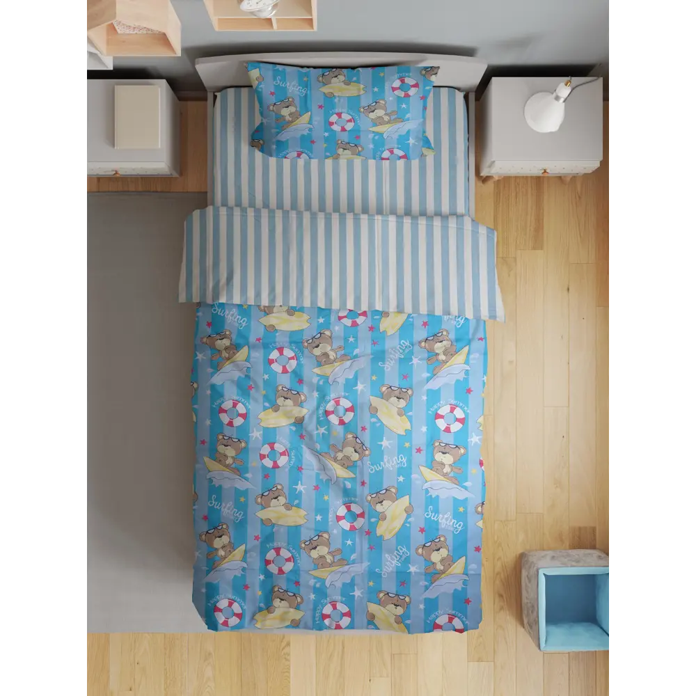 Фото 10 Комплект постельного белья Runamtex Медвежонок Love&Live полутораспальный поплин разноцветный