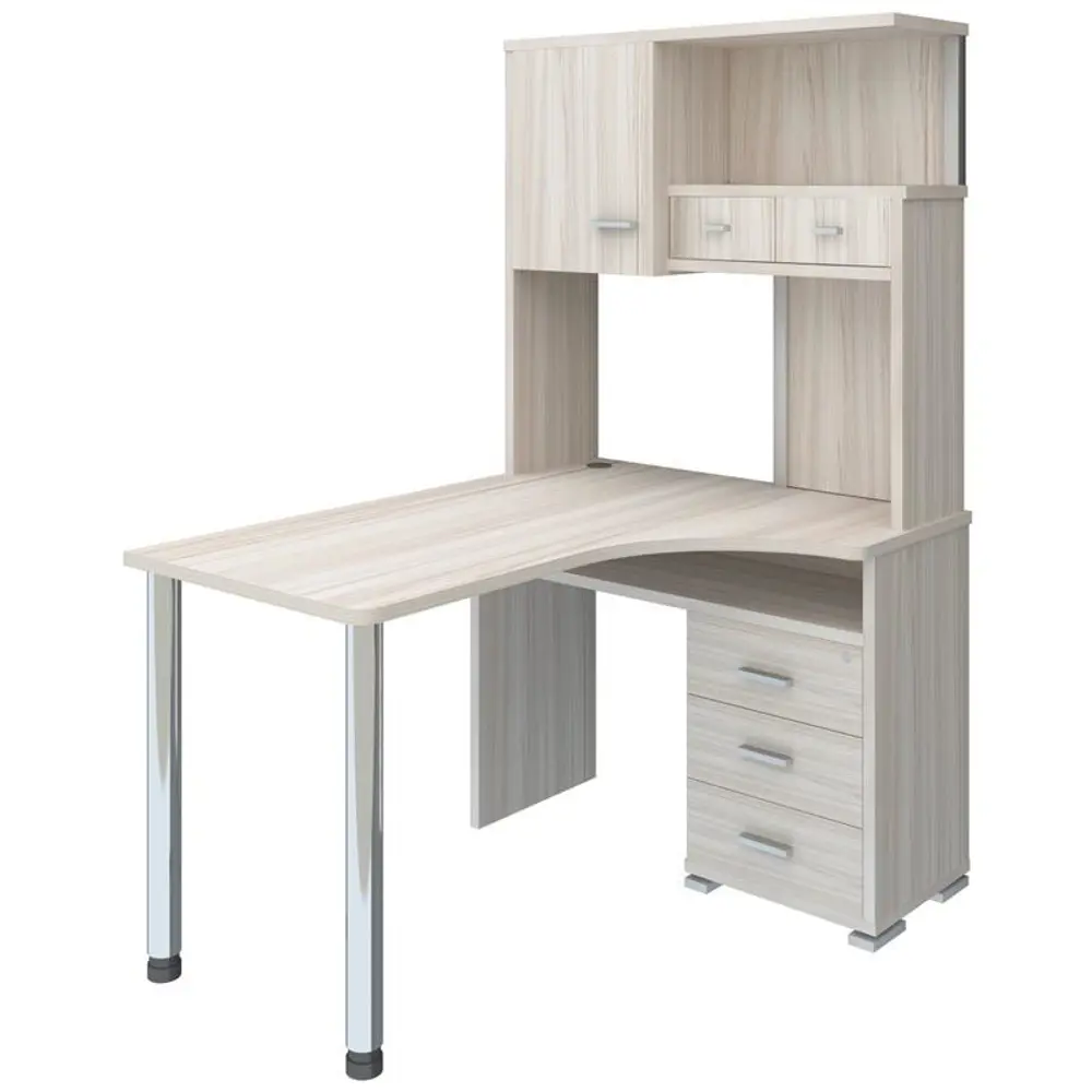 Фото Компьютерный стол Мэрдэс Ср-130 к-прав 101x130x179 см ЛДСП цвет бежево-белый Фото Компьютерный стол Мэрдэс Ср-130 к-прав 101x130x179 см ЛДСП цвет бежево-белый