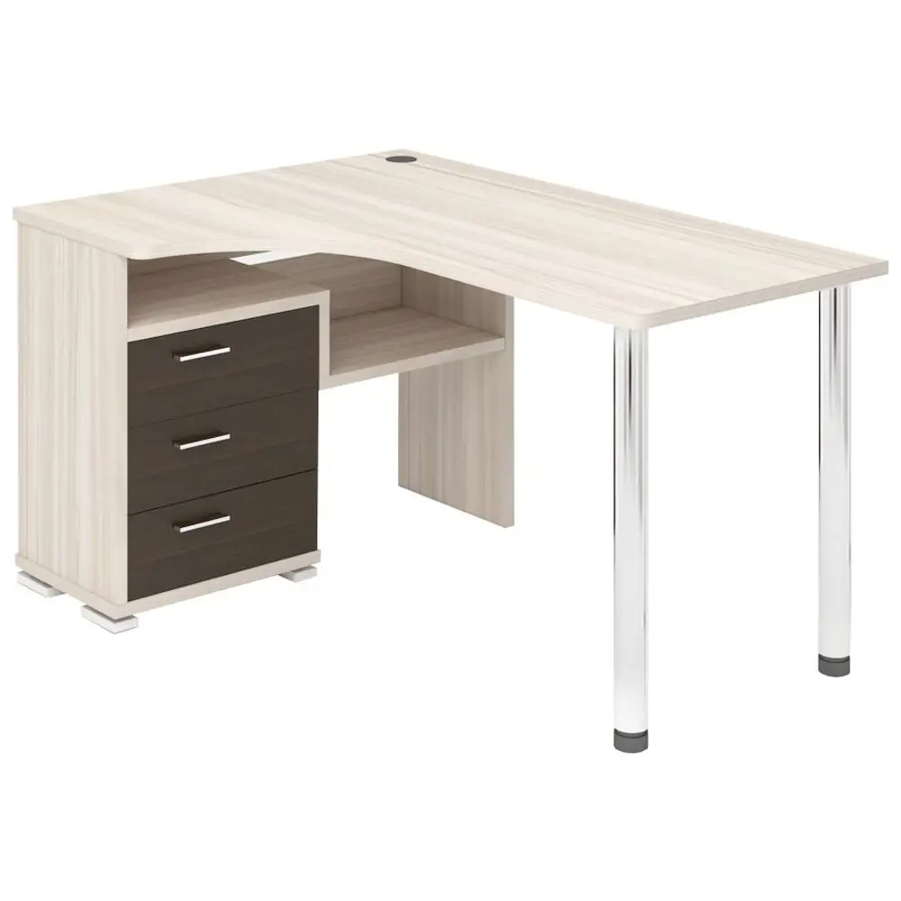 Фото Компьютерный стол Мэрдэс Ср-132с-140 кв-лев 101x140x75 см ЛДСП цвет венге, бежево-белый Фото Компьютерный стол Мэрдэс Ср-132с-140 кв-лев 101x140x75 см ЛДСП цвет венге, бежево-белый