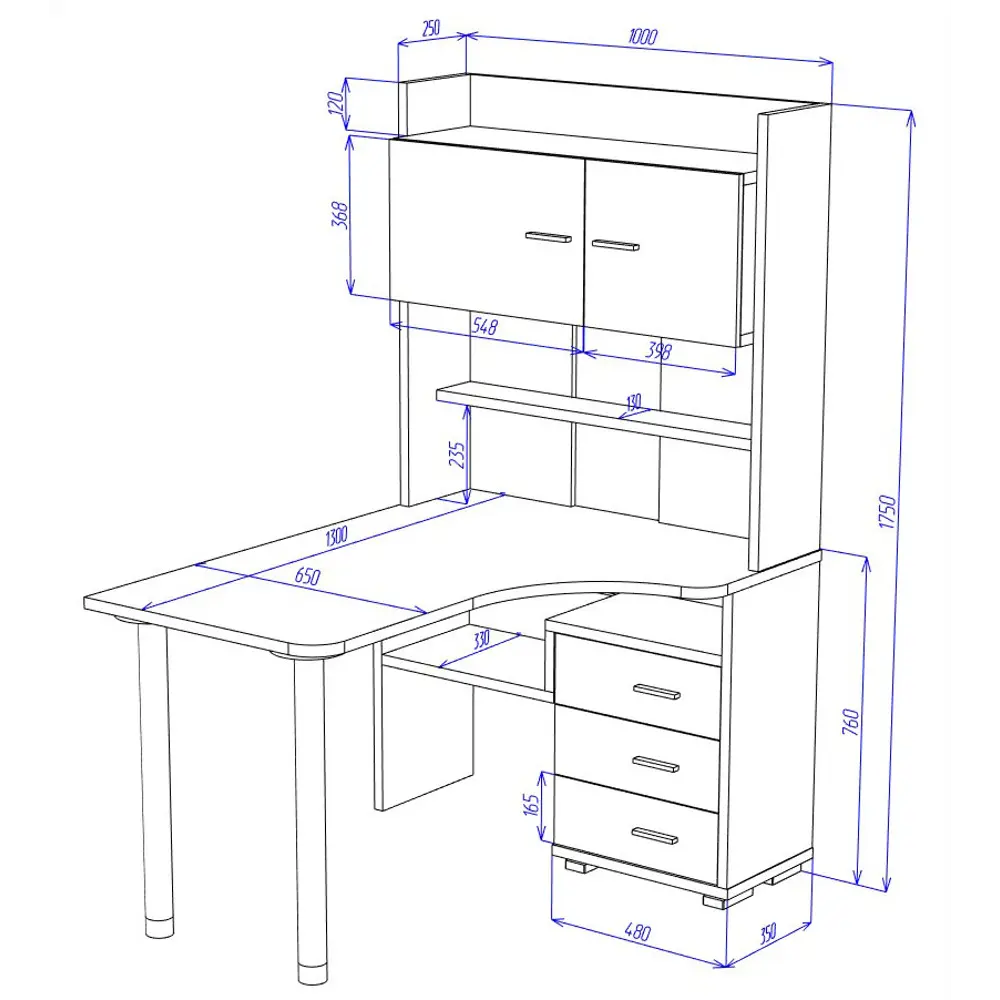 Фото 2 Компьютерный стол Мэрдэс Ср-133-130 вк-лев 101x130x175 см ЛДСП цвет венге, бежево-белый Фото 2 Компьютерный стол Мэрдэс Ср-133-130 вк-лев 101x130x175 см ЛДСП цвет венге, бежево-белый