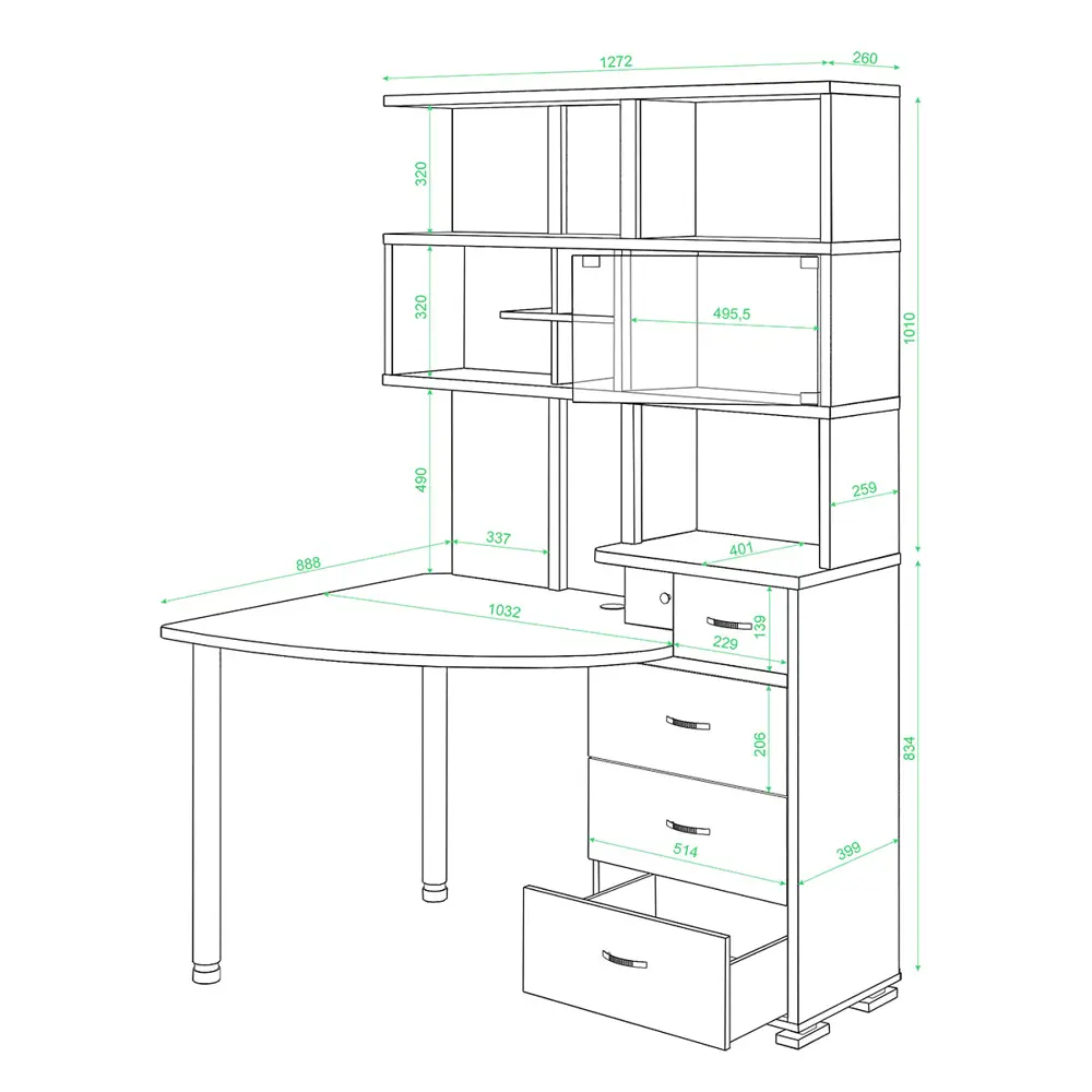 Фото 2 Компьютерный стол Мэрдэс Ср-320 к-прав 135x89x196 см ЛДСП цвет бежево-белый Фото 2 Компьютерный стол Мэрдэс Ср-320 к-прав 135x89x196 см ЛДСП цвет бежево-белый