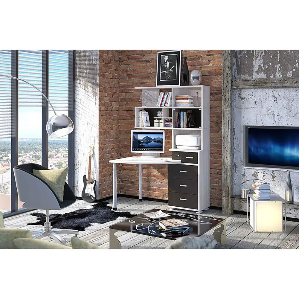 Фото 5 Компьютерный стол Мэрдэс Ср-320 к-прав 135x89x196 см ЛДСП цвет бежево-белый Фото 5 Компьютерный стол Мэрдэс Ср-320 к-прав 135x89x196 см ЛДСП цвет бежево-белый