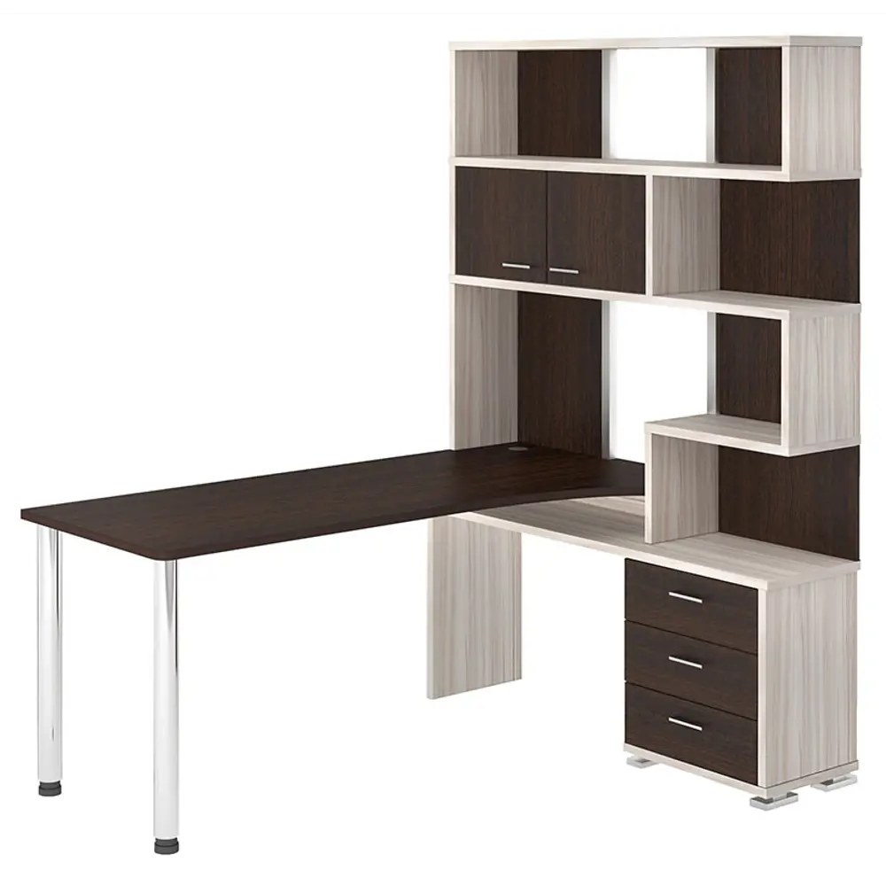 Фото Компьютерный стол Мэрдэс ср-420/170 квв-прав 130x170x199 см ЛДСП цвет венге,бежево-белый Фото Компьютерный стол Мэрдэс ср-420/170 квв-прав 130x170x199 см ЛДСП цвет венге,бежево-белый