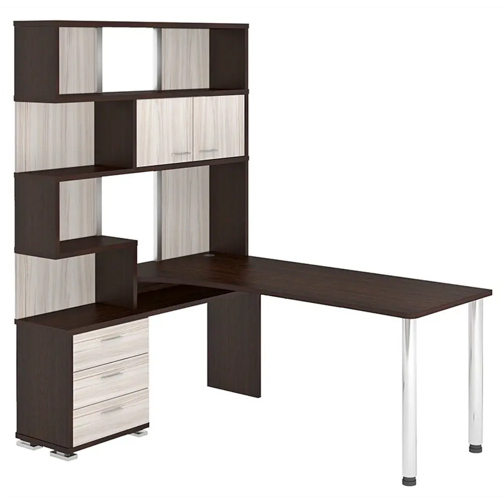 Фото Компьютерный стол Мэрдэс ср-420/170 вкв-лев 130x170x199 см ЛДСП цвет венге,бежево-белый