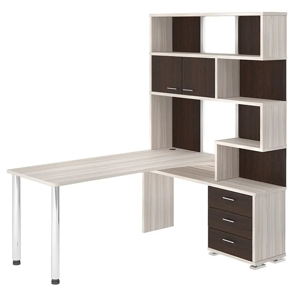 Фото Компьютерный стол Мэрдэс ср-420/170 квк-прав 130x170x199 см ЛДСП цвет венге,бежево-белый Фото Компьютерный стол Мэрдэс ср-420/170 квк-прав 130x170x199 см ЛДСП цвет венге,бежево-белый