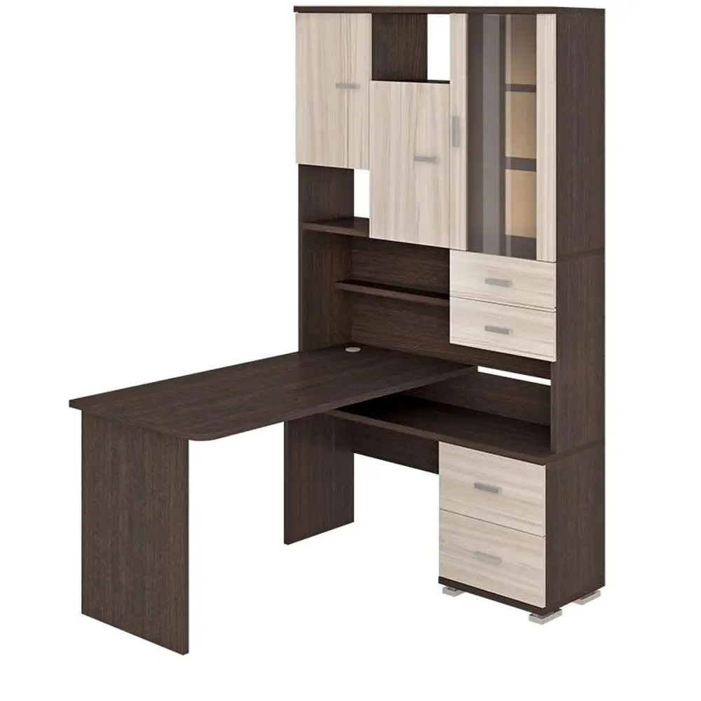 Фото Компьютерный стол Мэрдэс ср-620/140 вкв-прав 130x140x216 см ЛДСП цвет венге,бежево-белый Фото Компьютерный стол Мэрдэс ср-620/140 вкв-прав 130x140x216 см ЛДСП цвет венге,бежево-белый