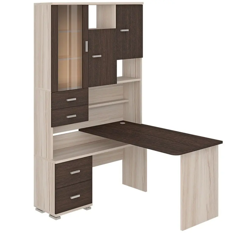 Фото Компьютерный стол Мэрдэс ср-620/140 квв-лев 130x140x216 см ЛДСП цвет венге,бежево-белый Фото Компьютерный стол Мэрдэс ср-620/140 квв-лев 130x140x216 см ЛДСП цвет венге,бежево-белый