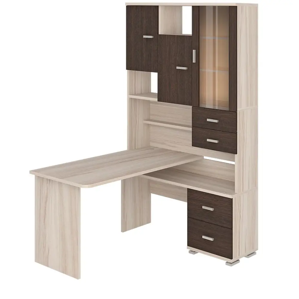 Фото Компьютерный стол Мэрдэс ср-620/140 квк-прав 130x140x216 см ЛДСП цвет венге,бежево-белый Фото Компьютерный стол Мэрдэс ср-620/140 квк-прав 130x140x216 см ЛДСП цвет венге,бежево-белый