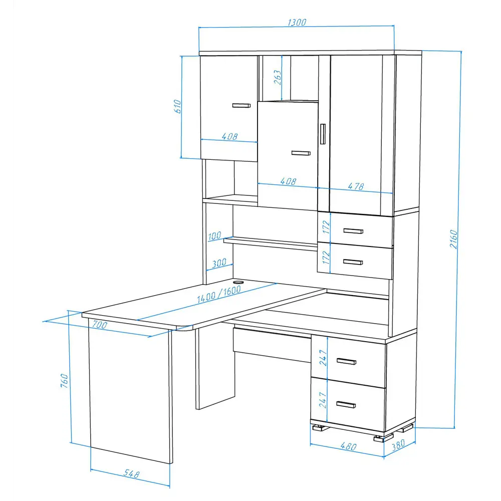 Фото 2 Компьютерный стол Мэрдэс ср-620/140 квк-прав 130x140x216 см ЛДСП цвет венге,бежево-белый Фото 2 Компьютерный стол Мэрдэс ср-620/140 квк-прав 130x140x216 см ЛДСП цвет венге,бежево-белый